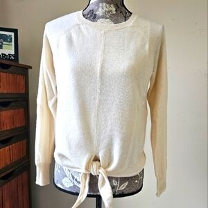 Project Ivory Cashmere Tie Front Sweater S NWOT